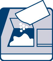 [Translate to New Zealand:] In the empty machine:Fill the dosing compartment with the powder. Spread the rest of the powder on the floor base of the dishwasher. Do not adddishwasher detergent!