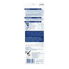 Stain Pen express – White rectangular package featuring blue sections, bilingual text, usage instructions with icons, barcode, and manufacturer information.