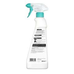Dung dịch tẩy cặn canxi chuyên sâu – Chai xịt trắng với nút bấm và nắp xanh ngọc, dung tích 500ml, nhãn và mã vạch.
