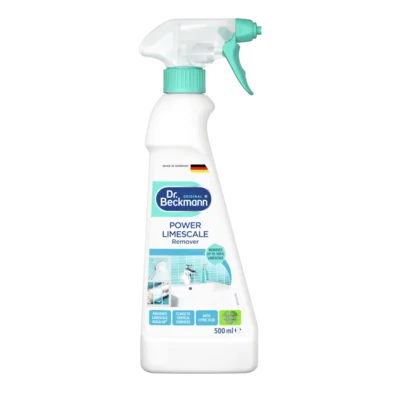 Dung dịch tẩy cặn canxi chuyên sâu – Chai xịt trắng có kích thước 500ml với nút và nắp màu lam, có nhãn sản phẩm