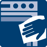 [Translate to Australia:] Clean the rubber seal and frame of the dishwasher with the wipe.