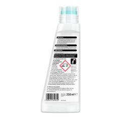 Il Dissolvi Macchie Power Brush – Bottiglia in plastica bianca con tappo turchese, capacità 250ml, etichette in nero e simboli di avvertenza.