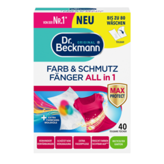 Farb & Schmutz Fänger All in 1 – Weiße Box mit farbenfrohem Design, enthält 40 einzelne Reinigungstücher in Spenderpackung.-small