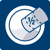 [Translate to Bulgaria:] Добавете половината от праха в чекмеджето за перилни препарати. Ако
използвате течни перилни препарати, поставете дозиращата топка в
барабана. Стартирайте желания цикъл на пране.