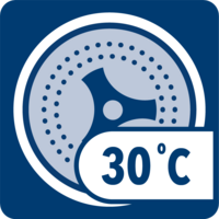 Starta snabbtvättprogrammet (minst 30 °C) utanförtvätt, tvättmedel eller tvätt.