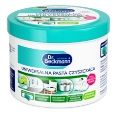 Uniwersalna Pasta Czyszcząca – Turkusowy i biały cylindryczny pojemnik z pokrywką i etykietą zawierającą obrazy limonki.-small