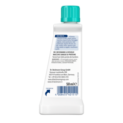 Il Dissolvi Macchie Sangue & Proteine – Bottiglia bianca con tappo turchese contenente 50ml di liquido trasparente.