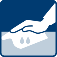 [Translate to French:] Conteneurs à déchets, granit, plastique, bois et autres surfaces : Nettoyer / laver les surfaces avec la solution. Ensuite, essuyer soigneusement avec de l'eau propre.